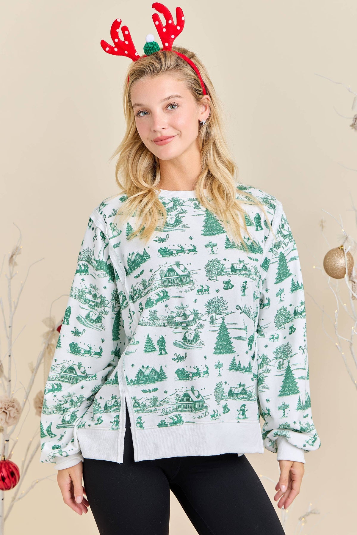 Holiday Toile Print Sweatshirt