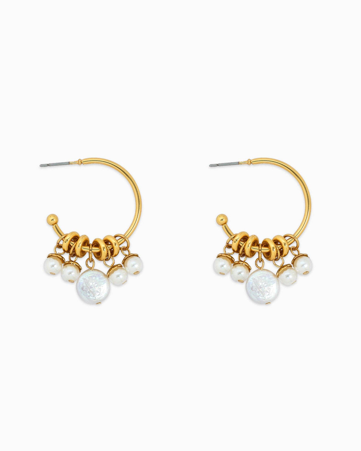 Freshwater Pearl Rondelle Hoop Earrings