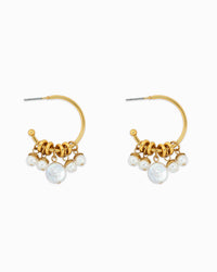 Freshwater Pearl Rondelle Hoop Earrings