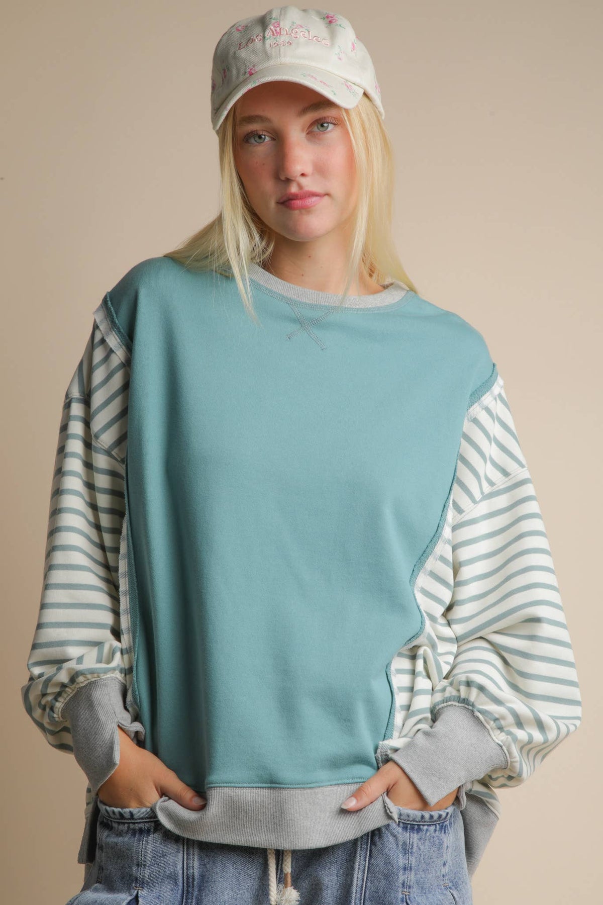 Vicki Oversized Striped Casual Knit Top