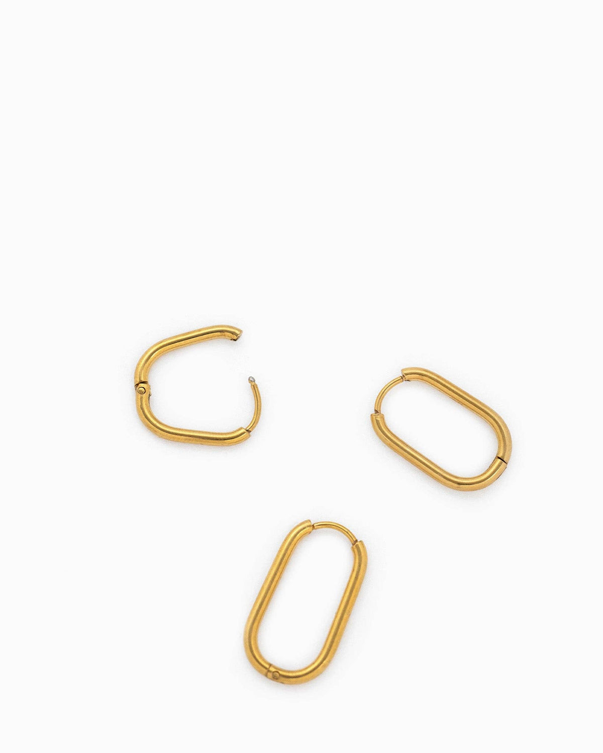 Stainless Oval Hoop Earrings Set of 3