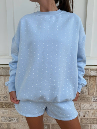 Baby Blue Polka Dot Sweatshirt - Wild Lavender Boutique