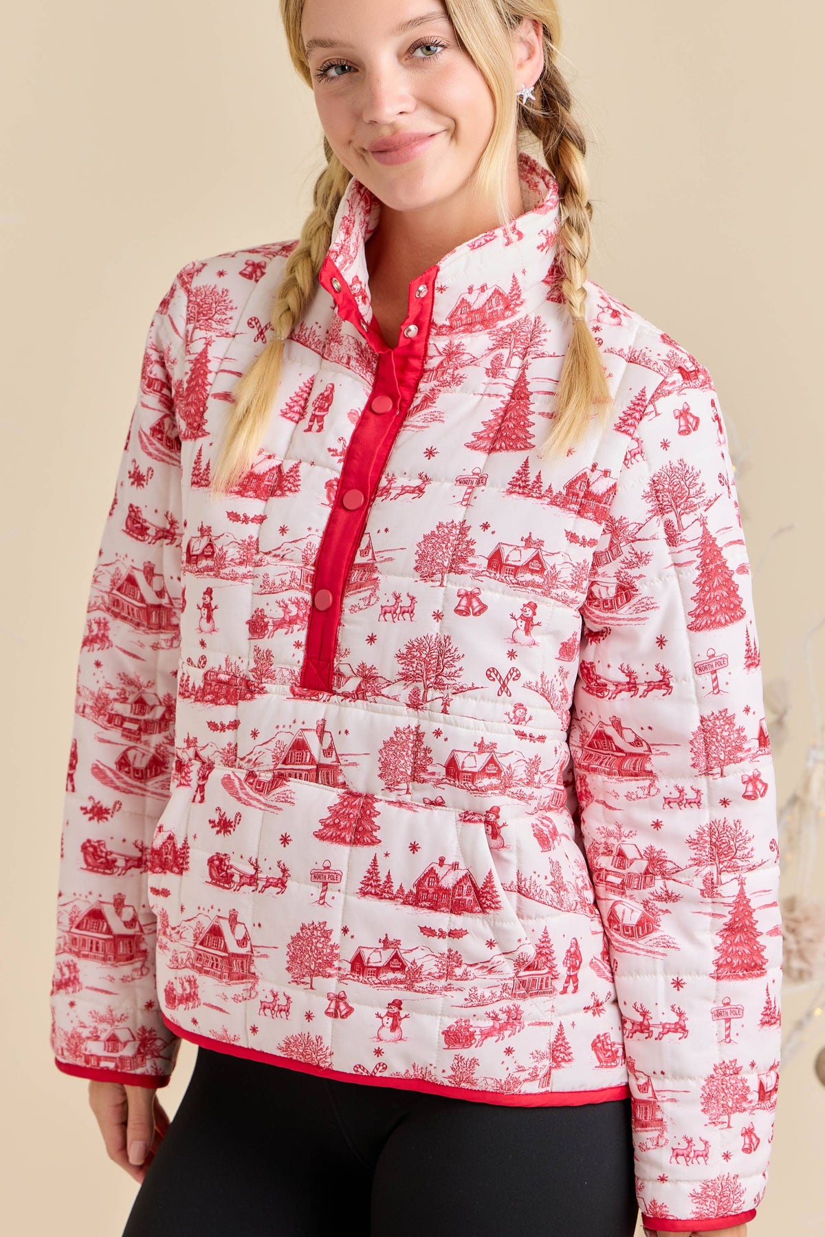 Winter Village Print Puffer Jacket – Holiday Outerwear