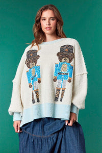 Sequin Bear Nutcracker Sweater