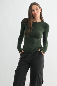 Essential Long-Sleeved Micro-Ribbed Athleisure Top