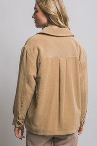 Megan Sherpa Lined Shacket - Beige