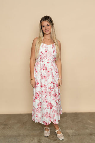Betty Floral Piping Detail Midi Dress - Wild Lavender Boutique