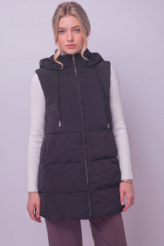 Lisa Hooded Long Puffer Vest