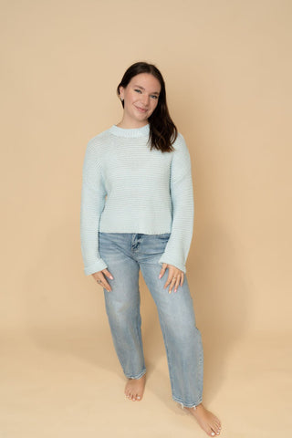 Blake Knit Sweater - Powder Blue - Wild Lavender Boutique