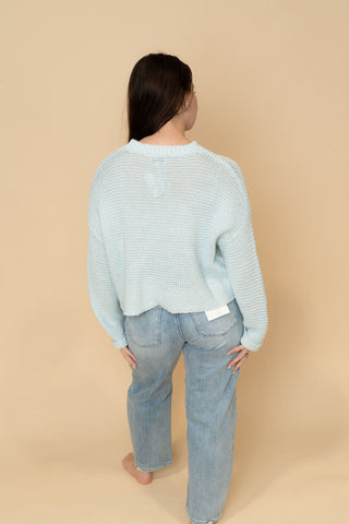 Blake Knit Sweater - Powder Blue - Wild Lavender Boutique