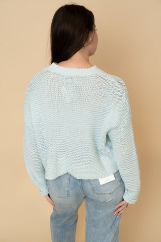 Blake Knit Sweater - Powder Blue - Wild Lavender Boutique