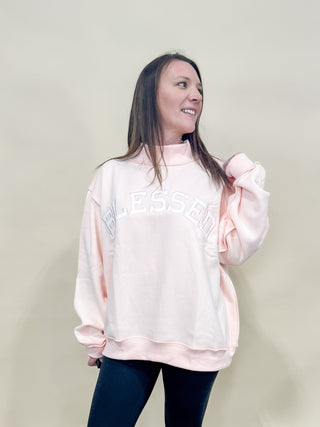 Blessed Mock Neck Sweatshirt - Wild Lavender Boutique