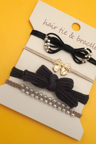 Bracelet Hair Tie with Bows - Wild Lavender Boutique