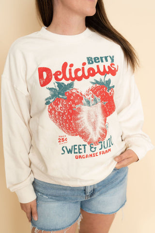 Briar Strawberry Graphic Sweatshirt - Wild Lavender Boutique