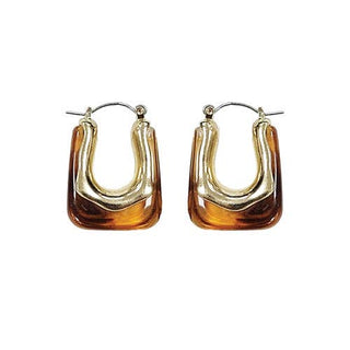 Brown Stone Huggie Hoop Earring - Wild Lavender Boutique