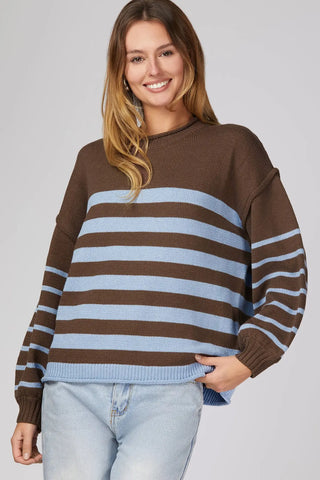 Anna Striped Sweater - Brown & Blue