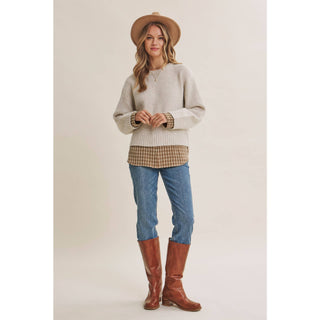 Country Road Layered Plaid Hem Sweater