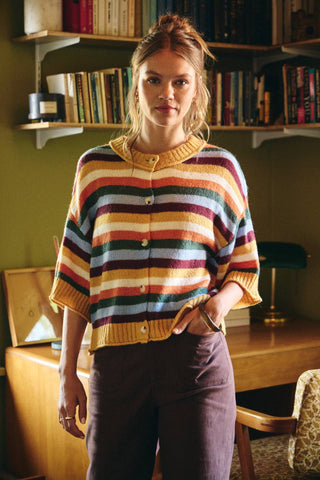 Maple Street Striped Cardigan Sweater