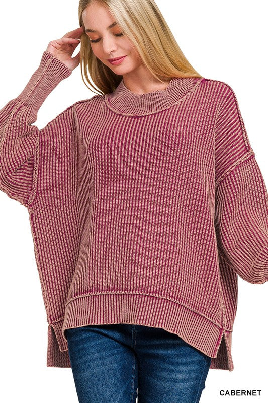 Washed Side Slit Sweater