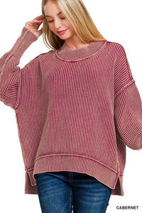 Washed Side Slit Sweater
