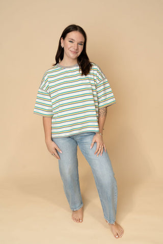 Calista Striped Oversized Relaxed Top - Wild Lavender Boutique