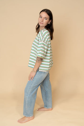 Calista Striped Oversized Relaxed Top - Wild Lavender Boutique