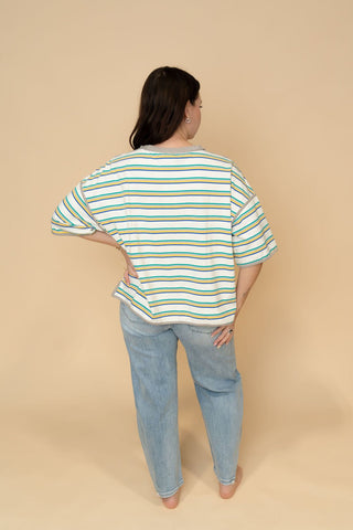 Calista Striped Oversized Relaxed Top - Wild Lavender Boutique