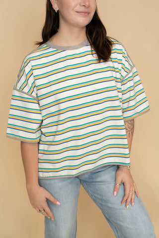 Calista Striped Oversized Relaxed Top - Wild Lavender Boutique