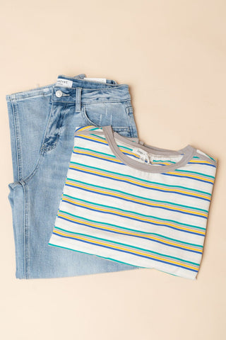 Calista Striped Oversized Relaxed Top - Wild Lavender Boutique