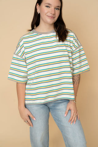 Calista Striped Oversized Relaxed Top - Wild Lavender Boutique