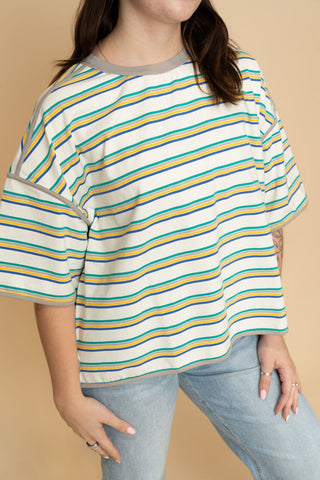 Calista Striped Oversized Relaxed Top - Wild Lavender Boutique