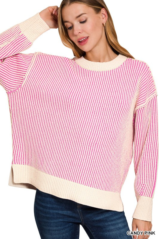 Two-Toned Crew Neck Sweater