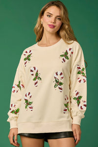 Candy Cane Sequin Pull Over