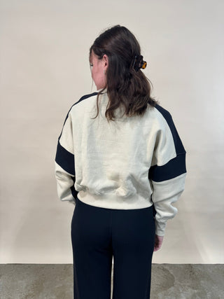 Carmen Contrast Sweatshirt - Black - Wild Lavender Boutique