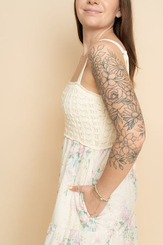 Cassie Crochet Floral Midi Dress - Wild Lavender Boutique