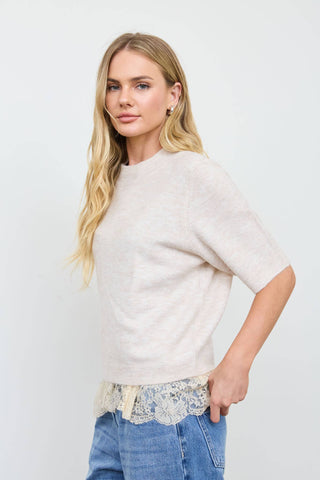 Claire Short Sleeve Sweater - Cream