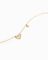 Asymmetrical Heart Station Charm Necklace