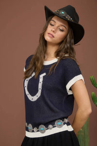 Hannah Horseshoe Knit Top