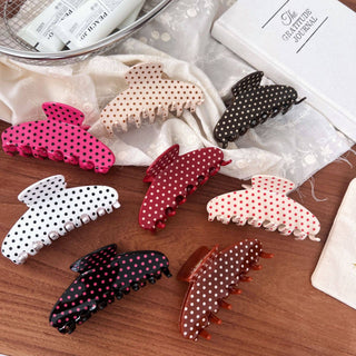 Glossy Polka Dot Pattern Hair Claw Clip