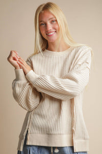 Jillian Oversized Waffle Knit Casual Top