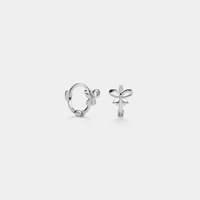 Dainty Small Bow Ribbon Hoop Earrings in 925 Sterling Silver