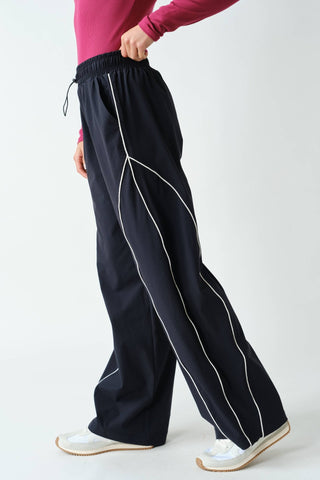 Clarissa Curved Classic Track Pants - Black - Wild Lavender Boutique