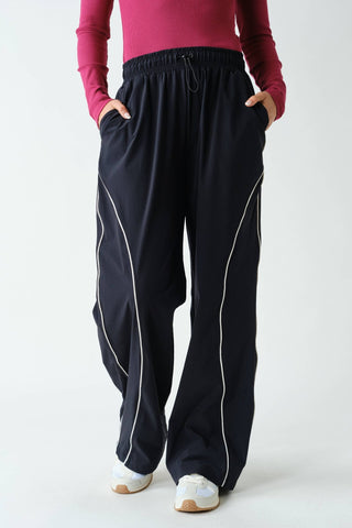 Clarissa Curved Classic Track Pants - Black - Wild Lavender Boutique