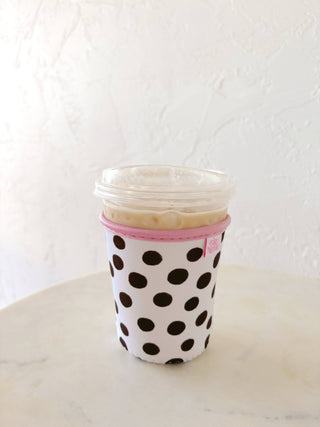 Coffee Cup Cover - Brown Polka Dots - Wild Lavender Boutique