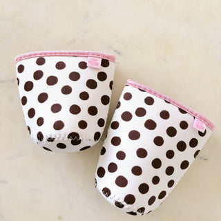 Coffee Cup Cover - Brown Polka Dots - Wild Lavender Boutique