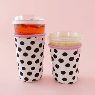 Coffee Cup Cover - Brown Polka Dots - Wild Lavender Boutique