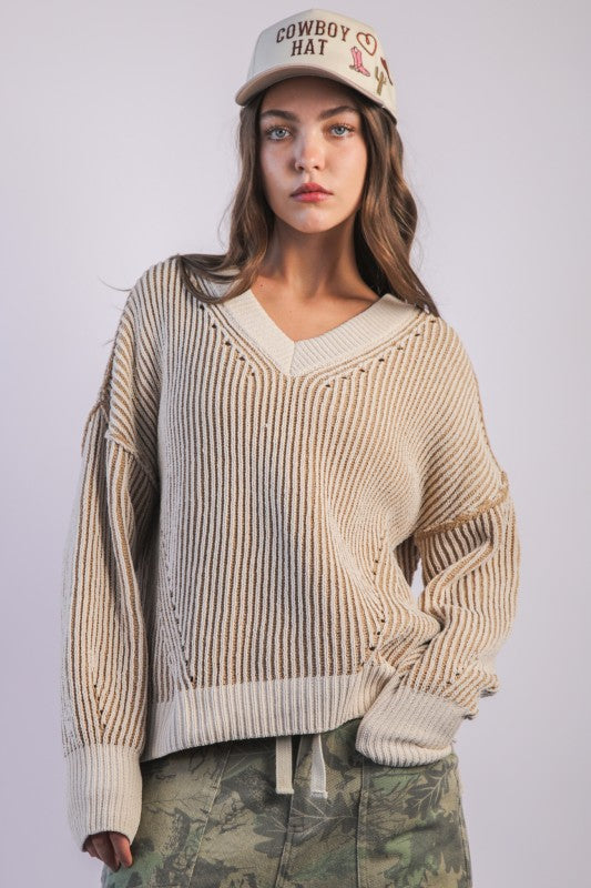 Oversized Two Tone Sweater