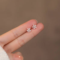 Tiny Small Cute Flower Stud Earrings in 925 Sterling Silver