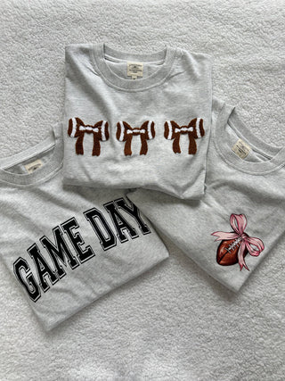 Football Bows Embroider Tee