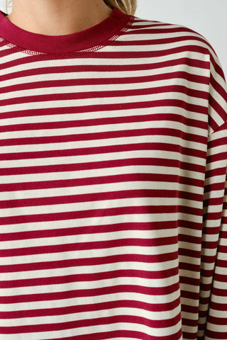 Horizon Striped Long-Sleeve Tee - Cherry Red